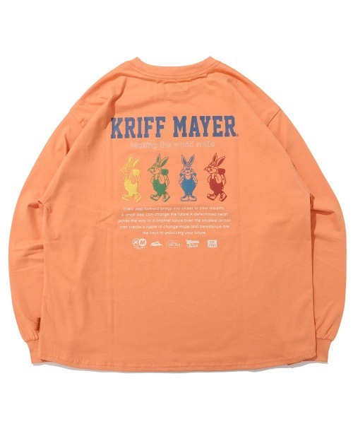 KRIFF MAYER(クリフメイヤー)の「クリフラビット 発泡プリント ロンT / バックプリント チュニックTシャツ(綿100%・体型カバー)(Tシャツ/カットソー・レディース・オフホワイト/ミント/オレンジ/チャコール/カラフル・LARGE/MEDIUM)」の16枚目の写真