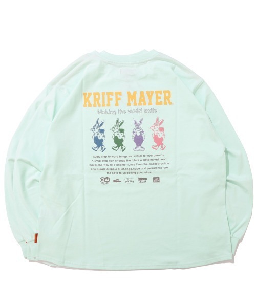 KRIFF MAYER(クリフメイヤー)の「クリフラビット 発泡プリント ロンT / バックプリント チュニックTシャツ(綿100%・体型カバー)(Tシャツ/カットソー・レディース・オフホワイト/ミント/オレンジ/チャコール/カラフル・LARGE/MEDIUM)」の12枚目の写真