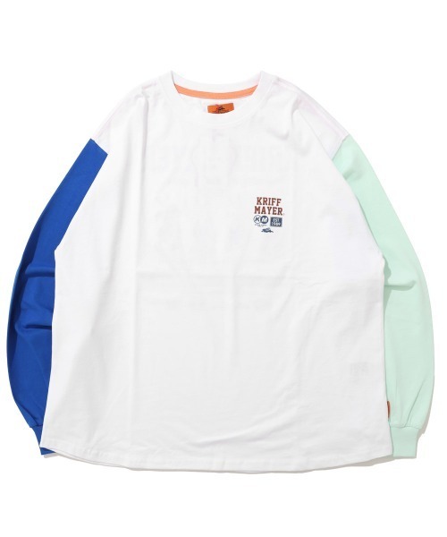 KRIFF MAYER(クリフメイヤー)の「クリフラビット 発泡プリント ロンT / バックプリント チュニックTシャツ(綿100%・体型カバー)(Tシャツ/カットソー・レディース・オフホワイト/ミント/オレンジ/チャコール/カラフル・LARGE/MEDIUM)」の9枚目の写真