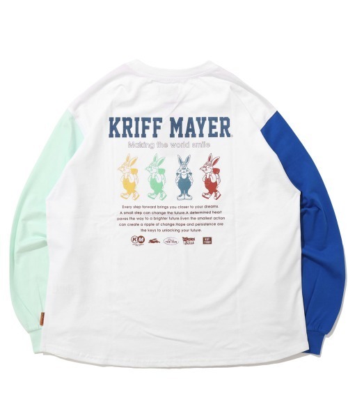KRIFF MAYER(クリフメイヤー)の「クリフラビット 発泡プリント ロンT / バックプリント チュニックTシャツ(綿100%・体型カバー)(Tシャツ/カットソー・レディース・オフホワイト/ミント/オレンジ/チャコール/カラフル・LARGE/MEDIUM)」の8枚目の写真