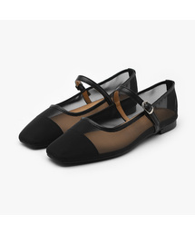 Maniel メッシュ メリージェーン フラットシューズ (1cm)