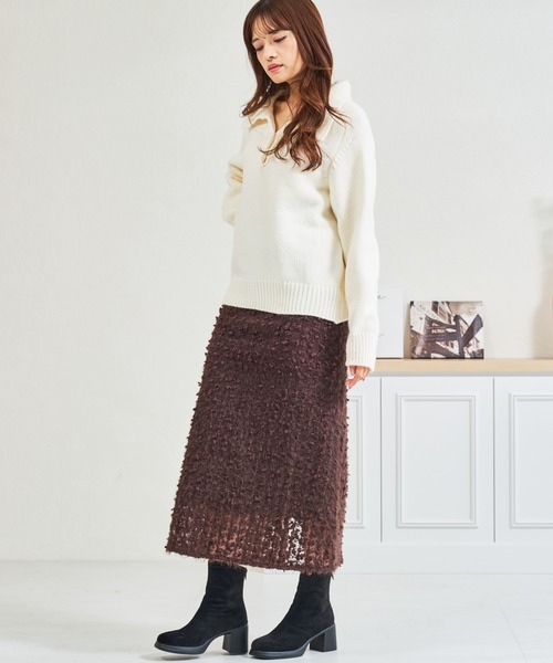 MISCH MASCH(ミッシュマッシュ)の「ZOZO限定 フリンジジャガードタイトスカート(スカート・レディース・ブラウン・フリ-)」の15枚目の写真