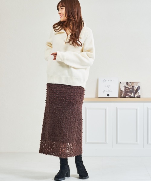 MISCH MASCH(ミッシュマッシュ)の「ZOZO限定 フリンジジャガードタイトスカート(スカート・レディース・ブラウン・フリ-)」の16枚目の写真