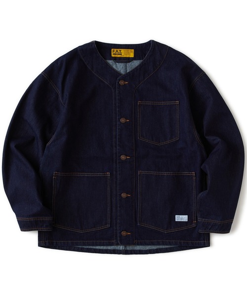 FAT(エフエイティー)の「MACKSTEAM(ノーカラージャケット・メンズ・ブルー/サックスブルー・JUMBO(XXL)/FAT(XL)/SKINNY(L)/TITCH(M))」の2枚目の写真