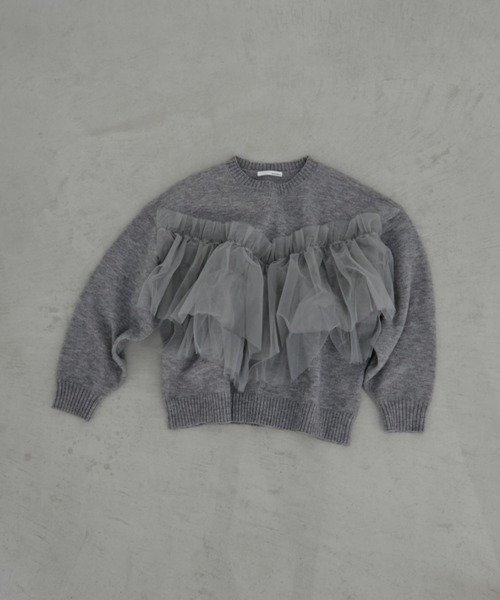Auntie Rosa(アンティローザ)の「【KICO direction item】チュールギャザーニット(ニット/セーター・レディース・グレー/ブラウン・FREE)」の4枚目の写真
