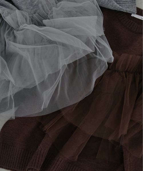 Auntie Rosa(アンティローザ)の「【KICO direction item】チュールギャザーニット(ニット/セーター・レディース・グレー/ブラウン・FREE)」の6枚目の写真