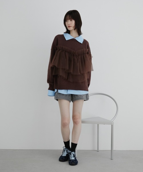 Auntie Rosa(アンティローザ)の「【KICO direction item】チュールギャザーニット(ニット/セーター・レディース・グレー/ブラウン・FREE)」の12枚目の写真