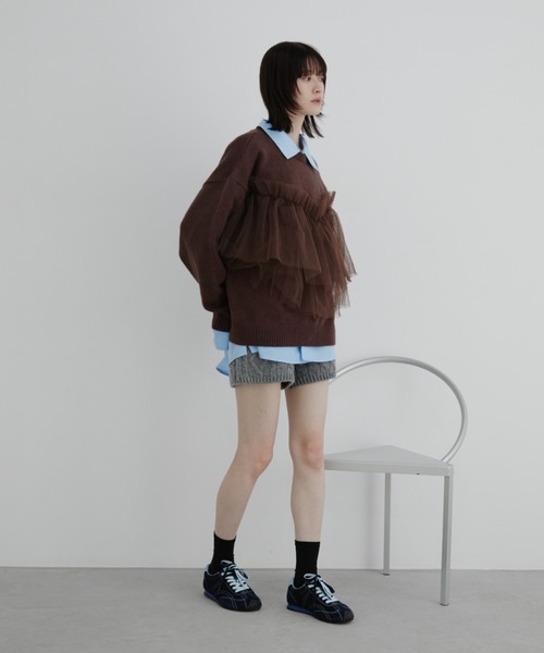 Auntie Rosa(アンティローザ)の「【KICO direction item】チュールギャザーニット(ニット/セーター・レディース・グレー/ブラウン・FREE)」の14枚目の写真