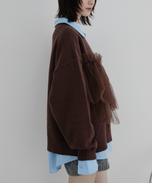Auntie Rosa(アンティローザ)の「【KICO direction item】チュールギャザーニット(ニット/セーター・レディース・グレー/ブラウン・FREE)」の16枚目の写真
