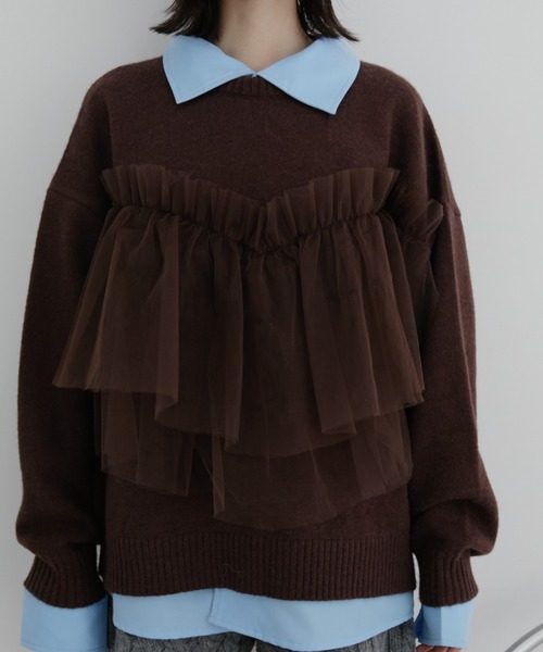 Auntie Rosa(アンティローザ)の「【KICO direction item】チュールギャザーニット(ニット/セーター・レディース・グレー/ブラウン・FREE)」の17枚目の写真