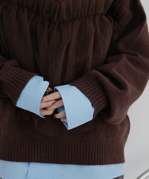 Auntie Rosa(アンティローザ)の「【KICO direction item】チュールギャザーニット(ニット/セーター・レディース・グレー/ブラウン・FREE)」の18枚目の写真