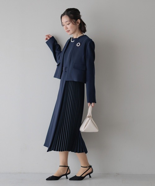 Andemiu（アンデミュウ）の「【WEB限定/T.P.O/2026】ノーカラージャケット608058（ノーカラージャケット・レディース・ブラック系1/ネイビー・MEDIUM/SMALL/LARGE）」の10枚目の写真