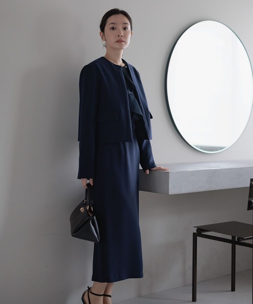 Andemiu（アンデミュウ）の「【WEB限定/T.P.O/2026】ノーカラージャケット608058（ノーカラージャケット・レディース・ブラック系1/ネイビー・MEDIUM/SMALL/LARGE）」の17枚目の写真