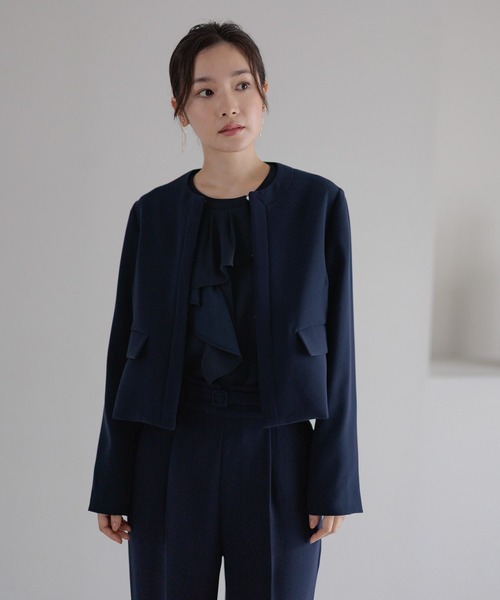 Andemiu（アンデミュウ）の「【WEB限定/T.P.O/2026】ノーカラージャケット608058（ノーカラージャケット・レディース・ブラック系1/ネイビー・MEDIUM/SMALL/LARGE）」の19枚目の写真