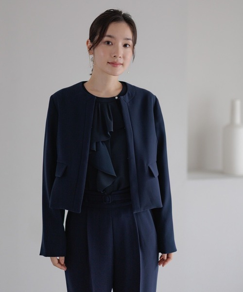 Andemiu（アンデミュウ）の「【WEB限定/T.P.O/2026】ノーカラージャケット608058（ノーカラージャケット・レディース・ブラック系1/ネイビー・MEDIUM/SMALL/LARGE）」の20枚目の写真