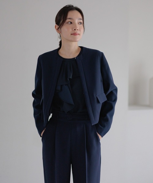 Andemiu（アンデミュウ）の「【WEB限定/T.P.O/2026】ノーカラージャケット608058（ノーカラージャケット・レディース・ブラック系1/ネイビー・MEDIUM/SMALL/LARGE）」の21枚目の写真