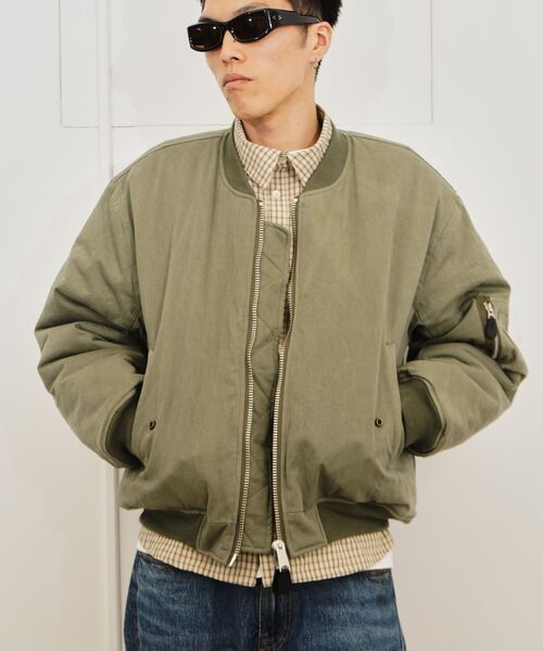 FOSTEX GARMENTS（フォステックスガーメンツ）の「FOSTEX MCD / フォステックスエムシーディー SUN-FADED COTTON PADDED BOMBER（MA-1・メンズ・ブラック/カーキ・X-SMALL/SMALL/MEDIUM）」の2枚目の写真