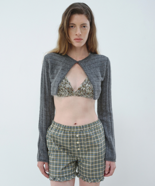 AOPT(アオプト)の「CROPPED BOLERO CARDIGAN - CHARCOAL(カーディガン/ボレロ・レディース・その他・SMALL/MEDIUM)」の1枚目の写真