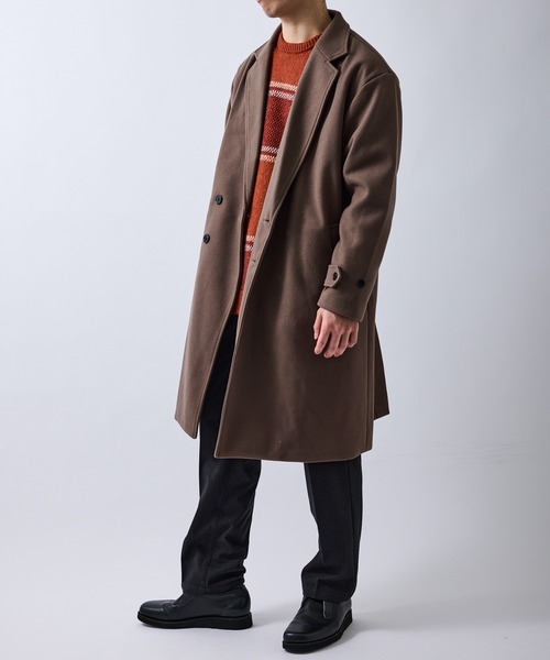 JUNRED(ジュンレッド)の「ウールライクチェスターコート(チェスターコート・メンズ・ブラック/ブラウン・S/LL/L/M)」の9枚目の写真