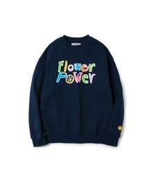 MNW（エムエヌダブリュー）の「FLOWER POWER CREWNECK NAVY（スウェット）」