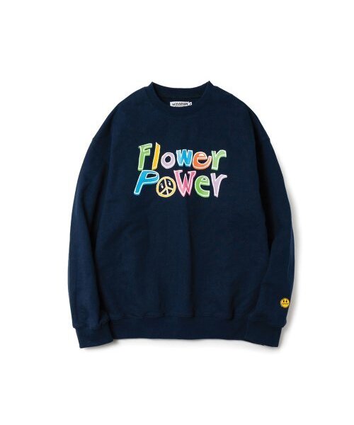 MNW(エムエヌダブリュー)の「FLOWER POWER CREWNECK NAVY(スウェット・メンズ・その他・X-LARGE)」の1枚目の写真