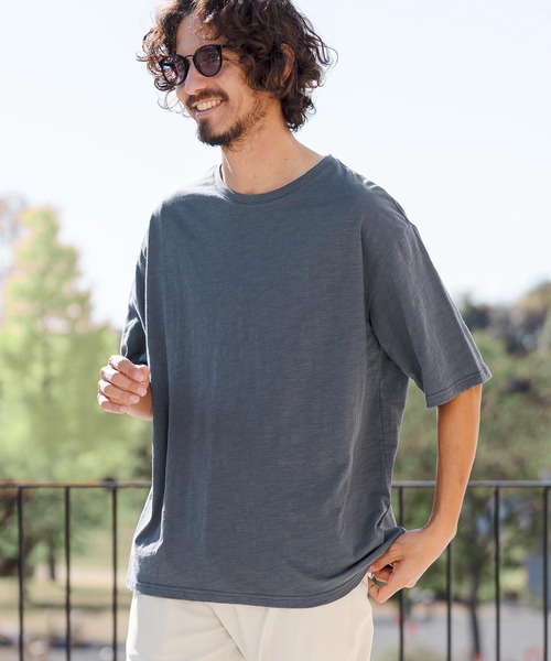 CAMBIO(カンビオ)の「mt10147- ベーシックスラブTシャツ(CMB-R0204)(Tシャツ/カットソー・メンズ・ブラック/ホワイト/チャコール/ネイビー・S/M/L)」の6枚目の写真