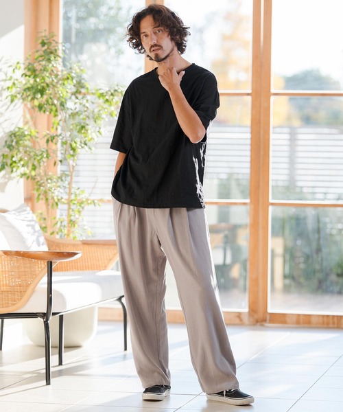 CAMBIO(カンビオ)の「mt10147- ベーシックスラブTシャツ(CMB-R0204)(Tシャツ/カットソー・メンズ・ブラック/ホワイト/チャコール/ネイビー・S/M/L)」の20枚目の写真