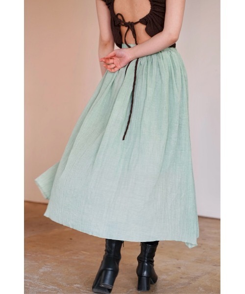 SALTMINT（ソルトミント）の「コットン100% ニュアンスプリントフレアスカート（スカート・レディース・アイボリー/ブラック/グリーン・FREE）」の3枚目の写真