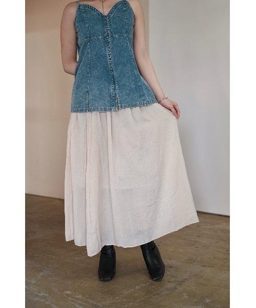 SALTMINT（ソルトミント）の「コットン100% ニュアンスプリントフレアスカート（スカート・レディース・アイボリー/ブラック/グリーン・FREE）」の2枚目の写真