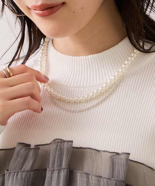 VIS（ビス）の「パール×チェーンネックレス（ネックレス・レディース・シルバー/ゴールド・FREE）」の3枚目の写真