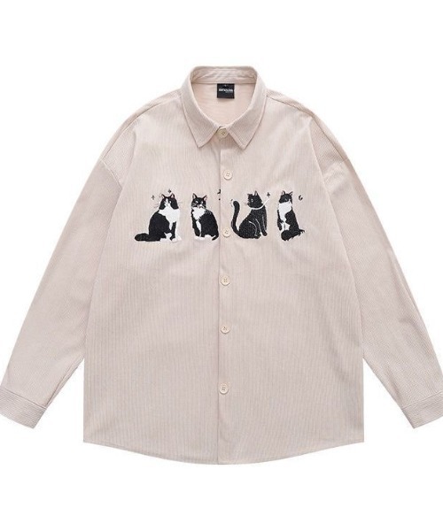 FreeZone(フリーゾーン)の「【春夏新作】ネコ刺繍 コーデュロイシャツ(シャツ/ブラウス・メンズ・ブラウン/ブラック/ベージュ・F)」の22枚目の写真