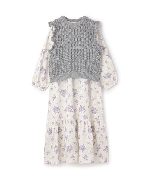 petit main LIEN（プティマインリアン）の「【親子リンク】ベストつきワンピース（ワンピース・レディース・ライトブルー/カラフル・F）」の2枚目の写真