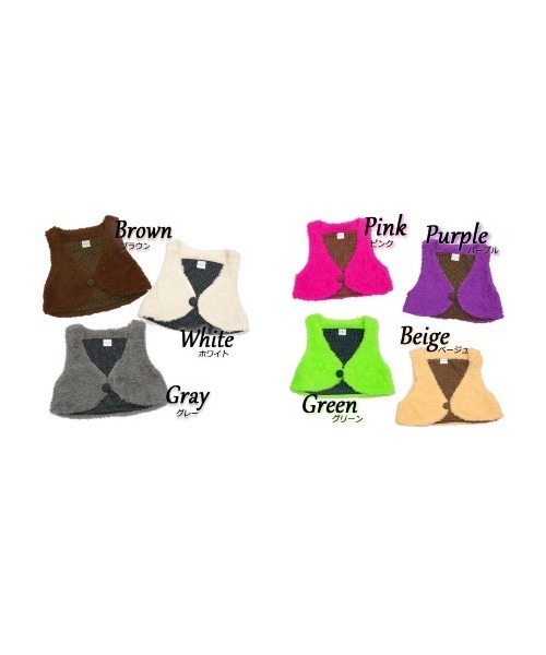 nino（ニノ）の「カラーフリースベスト（ベスト・キッズ・パープル/ベージュ/ピンク/ブラウン/グレー・110cm/120cm/130cm）」の6枚目の写真