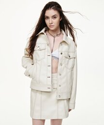 FAUX LEATHER POCKET MINI SKIRTS_CREAM