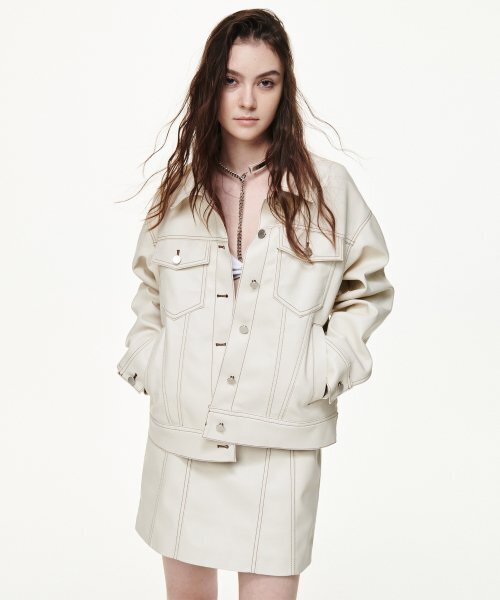B QUIET（ビークワイエット）の「FAUX LEATHER POCKET MINI SKIRTS_CREAM（スカート・レディース・その他・MEDIUM/SMALL）」の8枚目の写真