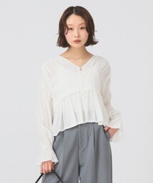 Ray BEAMS | シャーリング ペプラム  ブラウス(シャツ/ブラウス)