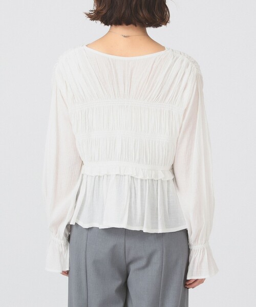 Ray BEAMS（レイビームス）の「シャーリング ペプラム  ブラウス（シャツ/ブラウス・レディース・サックスブルー/ブラック/ホワイト・ONE SIZE）」の13枚目の写真