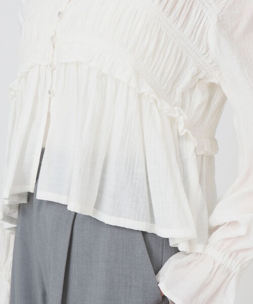 Ray BEAMS（レイビームス）の「シャーリング ペプラム  ブラウス（シャツ/ブラウス・レディース・サックスブルー/ブラック/ホワイト・ONE SIZE）」の16枚目の写真