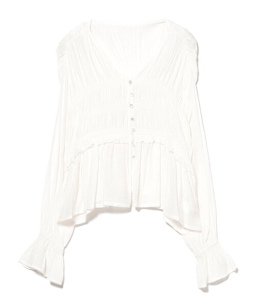 Ray BEAMS（レイビームス）の「シャーリング ペプラム  ブラウス（シャツ/ブラウス・レディース・サックスブルー/ブラック/ホワイト・ONE SIZE）」の17枚目の写真