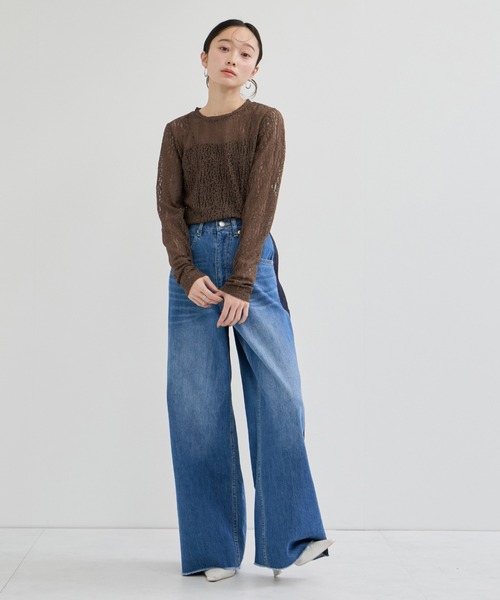 le cercle ADAM ET ROPE'(ルセルクルアダムエロペ)の「レースカットトップス(Tシャツ/カットソー・レディース・ホワイト/ブラウン/サックスブルー系・FREE)」の4枚目の写真