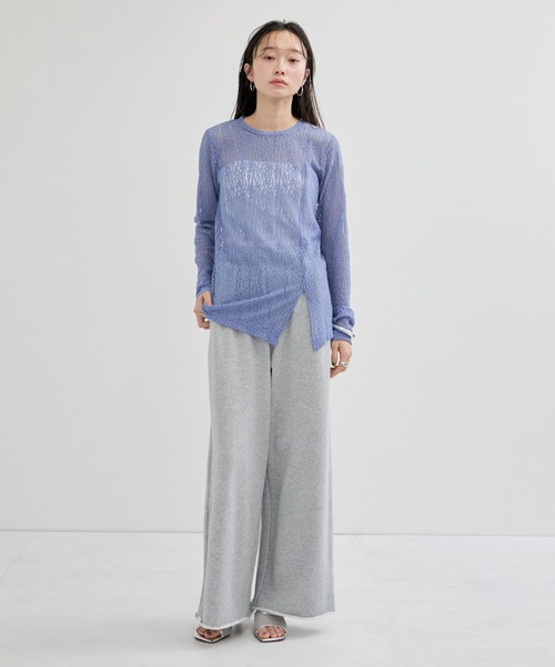 le cercle ADAM ET ROPE'(ルセルクルアダムエロペ)の「レースカットトップス(Tシャツ/カットソー・レディース・ホワイト/ブラウン/サックスブルー系・FREE)」の6枚目の写真