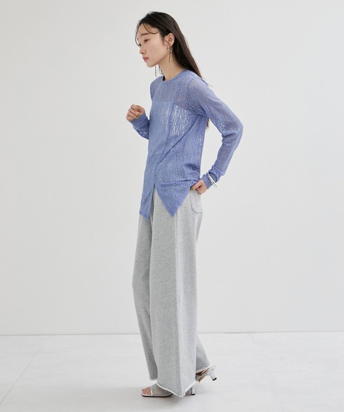 le cercle ADAM ET ROPE'(ルセルクルアダムエロペ)の「レースカットトップス(Tシャツ/カットソー・レディース・ホワイト/ブラウン/サックスブルー系・FREE)」の7枚目の写真
