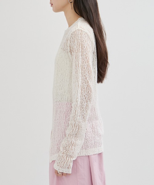 le cercle ADAM ET ROPE'(ルセルクルアダムエロペ)の「レースカットトップス(Tシャツ/カットソー・レディース・ホワイト/ブラウン/サックスブルー系・FREE)」の14枚目の写真