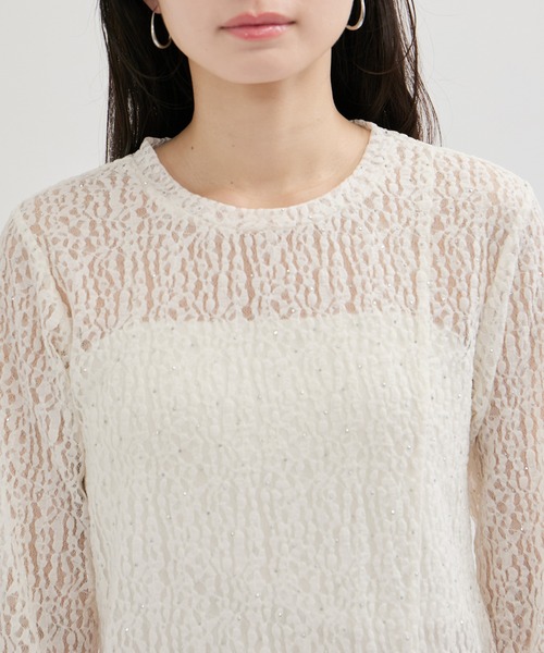 le cercle ADAM ET ROPE'(ルセルクルアダムエロペ)の「レースカットトップス(Tシャツ/カットソー・レディース・ホワイト/ブラウン/サックスブルー系・FREE)」の16枚目の写真