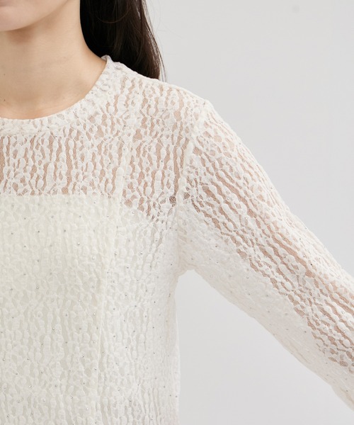 le cercle ADAM ET ROPE'(ルセルクルアダムエロペ)の「レースカットトップス(Tシャツ/カットソー・レディース・ホワイト/ブラウン/サックスブルー系・FREE)」の17枚目の写真