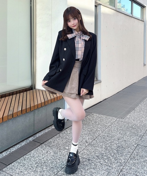 one way（ワンウェイ）の「ダブルブレストジャケット（テーラードジャケット・レディース・ネイビー/ブラック/ブラック系その他・FREE）」の8枚目の写真