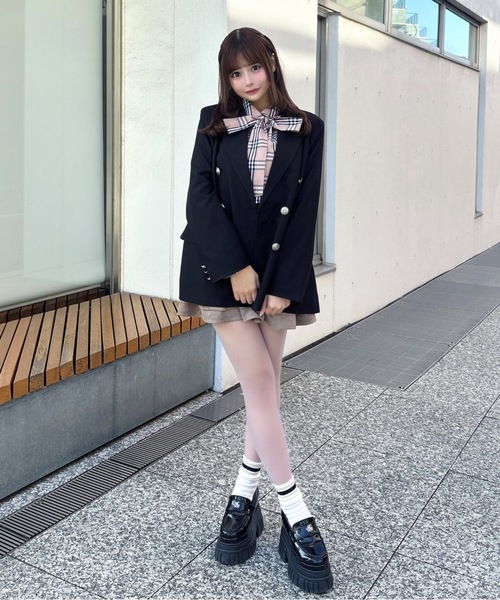 one way（ワンウェイ）の「ダブルブレストジャケット（テーラードジャケット・レディース・ネイビー/ブラック/ブラック系その他・FREE）」の10枚目の写真