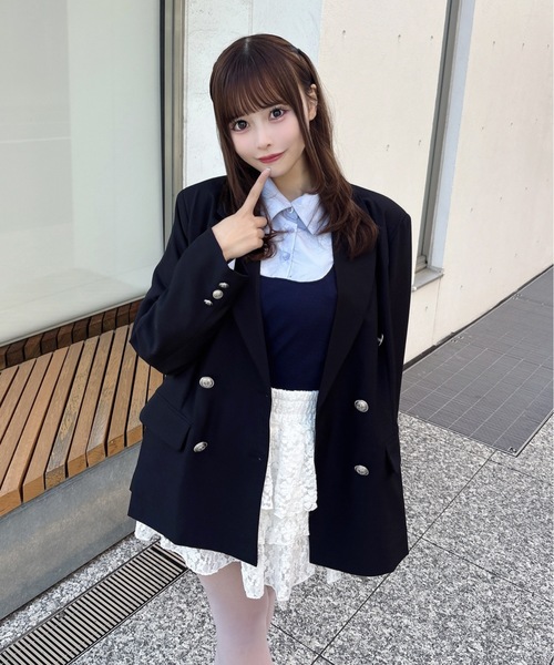 one way（ワンウェイ）の「ダブルブレストジャケット（テーラードジャケット・レディース・ネイビー/ブラック/ブラック系その他・FREE）」の16枚目の写真