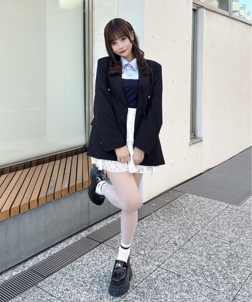 one way（ワンウェイ）の「ダブルブレストジャケット（テーラードジャケット・レディース・ネイビー/ブラック/ブラック系その他・FREE）」の18枚目の写真