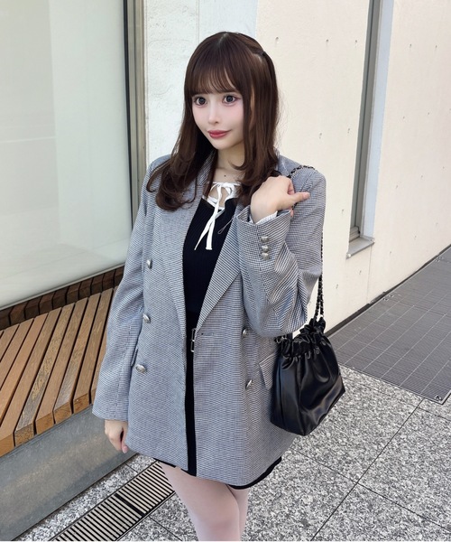 one way（ワンウェイ）の「ダブルブレストジャケット（テーラードジャケット・レディース・ネイビー/ブラック/ブラック系その他・FREE）」の12枚目の写真